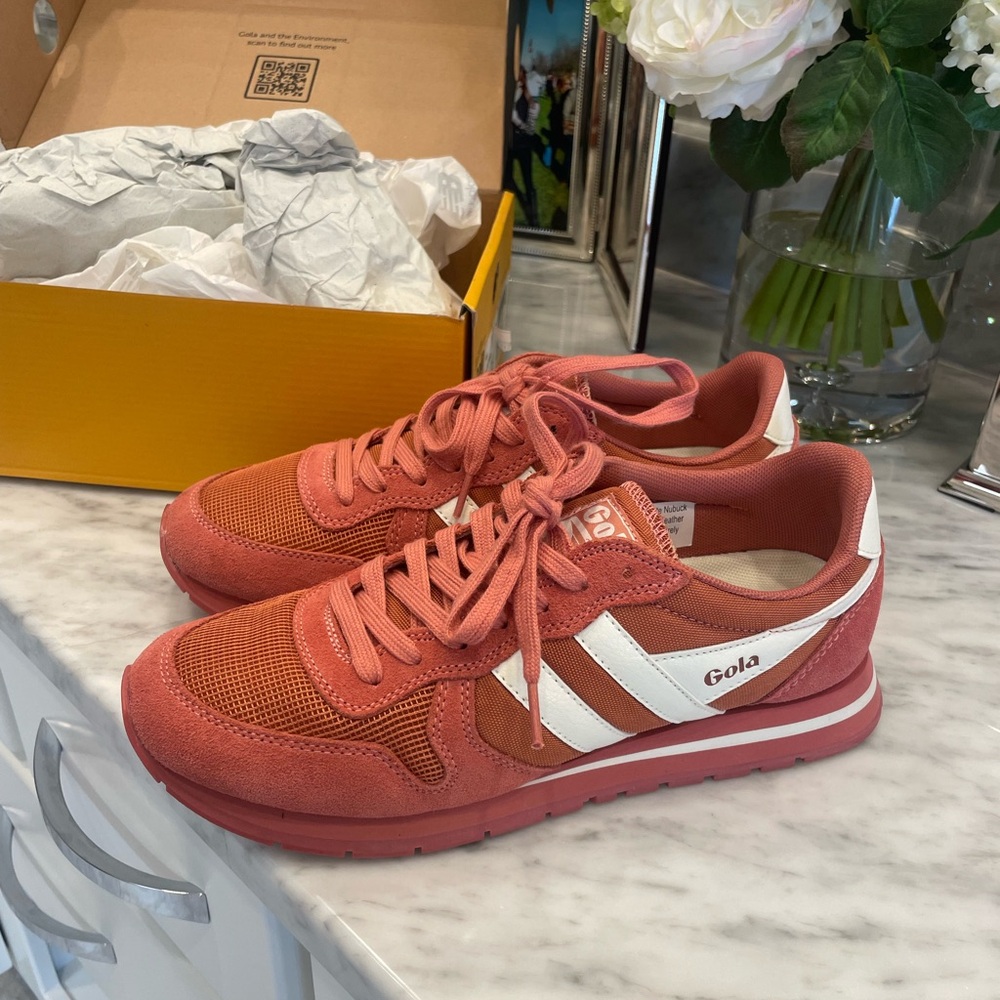 Gola Red and Pink Retro Sneakers Suede Mesh